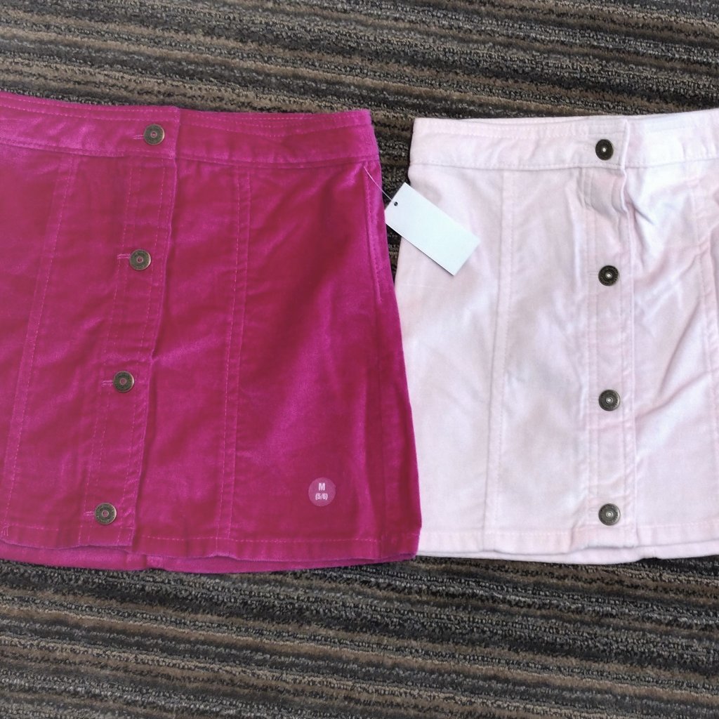 Girls 2 Sz 5/6 Toughskins Velour Skirts Cranberry & Pink Velvet Adjustable Waist